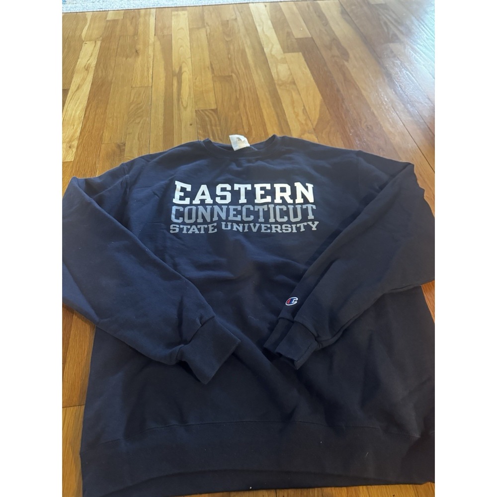 Champion Eco Fleece Eastern Connecticut State University Sweatshirt Black L Mens